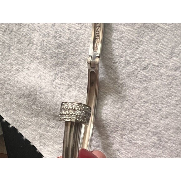 Slane & Slane Sterling Silver Diamond In 10k Gold Clasp Hinged Bracelet 43 G - Picture 10 of 16